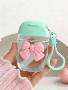 3pcs Set - Pink (30ml) Transparent Alcohol Spray Bottle, Pink Bow Hand Sanitizer Bottle, Travel Hanging Hook Keychain, Pink Flip Cap Hand Sanitizer/Perfume Bottle With 3D Bow Design - Green - View 1