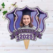 1pc/3pcs/6pcs Personalized Face Fan With Wooden Handle Custom Photo Head Fan 2026 Graduation Birthday Party Favors Creative Celebration Prop - Color 1 - View 4