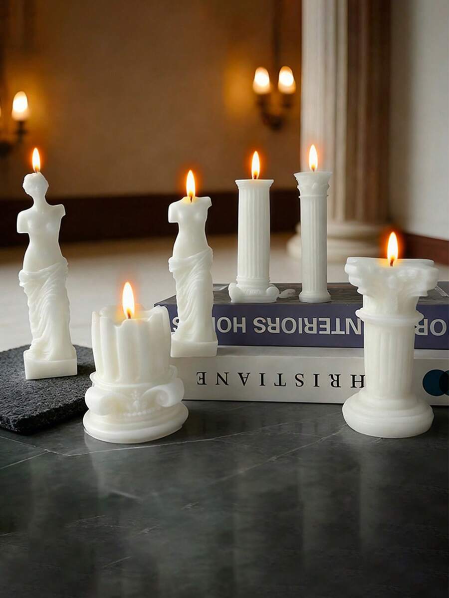 1pc New Realistic Sculpture Candle, Decorative Candle, Scented Candle, European Style, Retro Decor Candle, Multiple Styles, Suitable For Home Decor, Living Room, Bedroom, Cabinet, Dining Table, Photography Props, Wedding Decoration, Gifts, Birthday Present, Room Decor - Multicolor - View 1