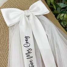 客製化新娘面紗 | 單身女派對 | 蕾絲 | 未婚新娘 | 派對 | 蝴蝶結 | 新娘配件 仿珍珠蕾絲新娘面紗 單身女派對 客製化面紗 單身女派對，紀念意義，新娘淋浴禮物，時尚優雅，婚禮 - 彩色 - 查看 4