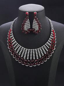 3pcs Luxury Cubic Zirconia Jewelry Set: Necklace, Earrings, Pendant, Fashion Accessory For Evening Gown, Wedding, Valentine's Day Gift - Jewelry Sets - View 5