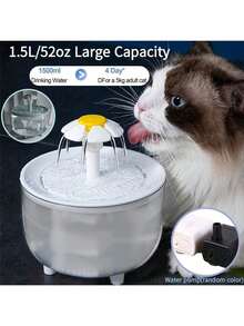 1500毫升/50.72盎司/0.4加仑透明宠物饮水器，自循环猫咪饮水喷泉，USB供电室内猫咪饮水器 - 彩色 - 查看 14
