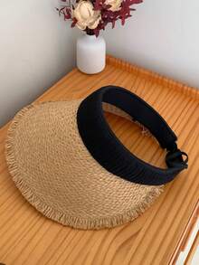 1pc Foldable Wide Brim Fringed Sun Hat, Suitable For Spring/Summer Beach Vacation UV Protection - Multicolor - View 5