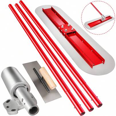 Bull Float Concrete Float 1200X300 mm, Komplette Betonwerkzeug Kelle Satz Grifflänge 3 x1.8 m Glättekelle Stahl Boden Einstellbar Bauhilfe