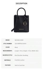 Michael Kors Mercer Solid Color Women's Handbag 35S1GM9T0L BLACK - 黑色35S1GM9T0L BLACK - 查看 8