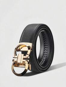 男士纹理腰带 – 优质 PU 皮革，带自动扣，有金色/银色/黑色饰面可选，可调节且经久耐用，适合商务和休闲场合穿着，是父亲节、周年纪念日和特殊场合的完美礼物。 - 彩色 - 查看 6