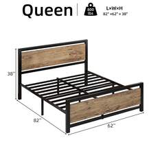 Twin & Full & Queen Metal Platform Bed Frame With Wooden Headboard And Footboard, 10.5in Under Bed Storage, All-Metal Support System, No Box Spring Needed,Noise Free, Easy Assembly - 棕色 - 查看 7