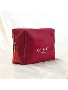 Gucci 红色帆布化妆包 - 大容量手提包，适合旅行和日常使用，优雅礼品。 - 酒紅色 - 查看 7