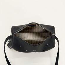 休闲字母印花斜挎包，复古星星和爱心设计，女士单肩包，春季款 - 黑色 - 查看 5