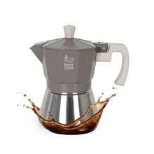 Santa Clara Nordkitch Italian Moka Coffee Maker, Available In 3, 6 And 9 Cups, Aluminum Body, Stainless Steel Base, Suitable For Induction And All Types Of Stoves, Soft Touch Handle - Grey - View 2