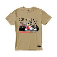 Unisex T-Shirt With Grand Prix Car Print - 2026 - Beige - View 1