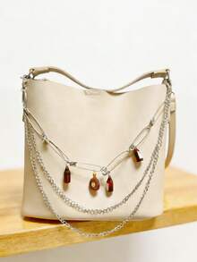 1 chiếc dây chuyền nhiều lớp bằng kim loại bạc với mặt dây chuyền hình chai, dây xích quần/túi xách, dây xích quần kim loại nhiều lớp, phong cách đường phố, phong cách hip hop, phong cách punk, dây xích kim loại, phụ kiện túi xách, móc khóa, phụ kiện thời trang, unisex, phong cách Y2K cá tính, phong cách công nghiệp, phong cách retro, quà tặng độc đáo/quà sinh nhật/quà ngày lễ Thánh Patrick, dây xích đeo thắt lưng. - Ghim cài áo + chai rượu - Xem 5