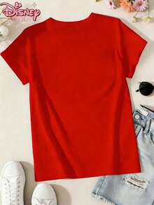 Disney T-Shirt,Disney Ladies T-Shirt Featuring Classic Disney Ariel Princesses Lettered Patterns, Made Of Soft, Comfortable And Durable Fabric. A Spring/Summer Round-Neck Short-Sleeved T-Shirt, Suitable For Daily Wear, Shopping, Traveling,St. Patrick's Day And Party Outfits. Also A Wonderful Gift,Multiple Colors Are Available For Selection. - Đỏ - Xem 2