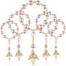 100 Pieces Of Pink Baptismal Prayer Bead Bracelet, Small Angel Prayer Beads, First Baptism Communion Party Gift, Including 25 Baptismal Prayer Beads, 25 White Sandbags, 25 Gift Boxes, And 25 Baptismal Thank-You Cards - View 3