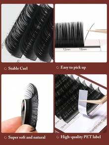 yelix 12 hàng lông mi nối màu đen mờ độ cong B/C/D dày 0.07mm cao cấp lông mi đơn tự nhiên và mềm mại dùng cho chuyên nghiệp độ dài hỗn hợp 8-15mm - Xem 6