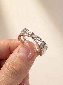 Stylever 1pc 925 Sterling Silver Minimalist X-Shaped Cross Ring, Women's Jewelry, Charming Promise Ring, Exquisite Jewelry Ring, Daily Wear Decorative Gift For Her - Silver - View 2