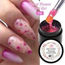 MEET ACROSS 6pcs Dried Flower Gel Nail Polish Set, Natural Flower Nail Art Painting Gel Polish Semi Permanent Soak Off UV LED Nail Varnish Nail Decoration For Summer Nails, Manicure Nail Art Design For Home And Salon Nail Supplies - Multicolor - View 3