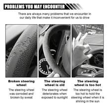 1pc Universal 18 Inch Car Steering Wheel Sun Shade Cover, Silver Coated Cloth Steering Wheel Protector, Windshield Sun Visor, Design, Side Sun Block To Protect Vehicle Steering Wheel - A - View 4