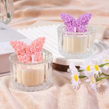 1pc Butterfly Scented Candle - 3 Colors, Natural Soy Wax, Transparent Pillar Glass Jar (No Candle Holder), Smokeless & Odorless Long-Lasting Fragrance, Suitable For Wedding Season, Easter, Home Decor, Tabletop, Birthday Gift, Wedding Favor, Party, Photography Props And Romantic Ambiance - A - View 8