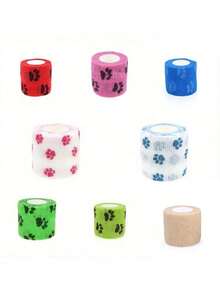 1/3pcs Self-Adhesive Pet Bandage, Veterinary Sticky Wrap, Non-Woven Tape, Suitable For Dog Legs, Paws And Wounds, 0.98in/2in Wide Bandage, Paw Print Design, Breathable Packaging Tape, Suitable For Dogs And Cats, Durable Bandage, Can Be Used For Sports Protection (Random Color) - Multicolor - View 21