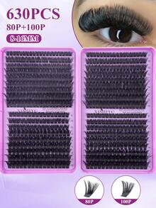 720/630/504 Cluster False Eyelashes, Personal Eyelash Book, High Capacity False Eyelashes, 8-16mm Mixed Length Eyelash Set, Beginner DIY Home Eyelash Extension Kit, Eyelash Cluster, Individual False Eyelashes, Suitable For Daily Commute, Dates, Music Festivals, Enlarging Eyes - D - View 13