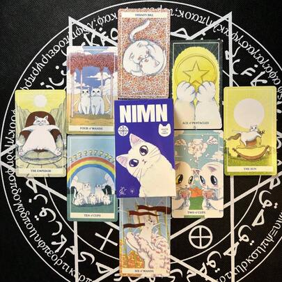 Fortune Telling Toy & Future Destiny, Divination Board Game Cards, Party & Outdoor Card Game, Cute Anime Cat Tarot