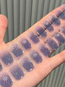 20片半固化凝胶美甲贴，沙龙级持久耐用，易于粘贴和卸除，需使用UV灯固化 - 淡紫色 - 查看 6