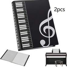 40个口袋，双面设计，可容纳80页乐谱，A4尺寸，吉他乐谱文件夹，数据乐谱文件袋，5孔乐谱文件夹，钢琴乐谱文件夹，插入式文件夹，音符图案设计，便携防水防尘，适用于音乐家练习、演出、音乐会、办公、学校、学习等场合，可用作文具、派对礼物、返校礼物、情人节礼物、音乐礼物、办公用品、文具礼物、生日礼物、吉他礼物，方便整理和保护您的乐谱和文件。 - 黑色 - 查看 12