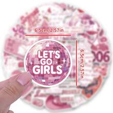 50 张粉色浪漫语录乙烯基贴纸，美观实用，适用于剪贴簿、日记、保险杠、滑板、水瓶、头盔、水杯、汽车贴纸等。 - 隨機 - 查看 2