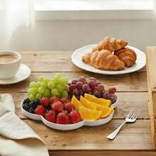 3-Tier Flower-Shaped Clear Plastic Dessert Stand Trays (15/22/25cm) - Three Trays Of White Cherry Blossoms - View 2