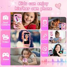 儿童智能玩具手机，配备2.8英寸高清触摸屏、双前置摄像头、32GB内存、12种语言、教育游戏、600mAh电池和卡通硅胶保护套，2026新款学习玩具，适合男孩女孩生日和圣诞节礼物。 - 彩色 - 查看 9
