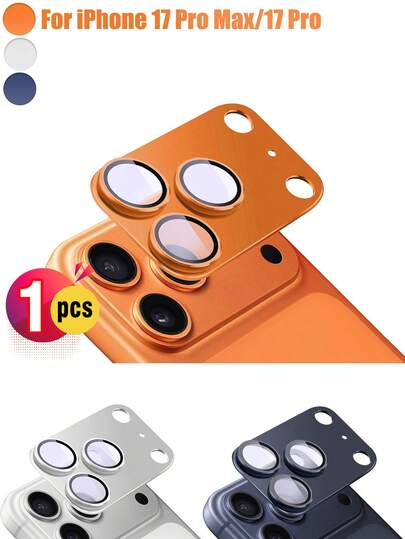 ZYONS Cosmic Orange Silver Blue Alloy 1pc Camera Lens Protector Compatible With Iphone 17 Pro Max 9H Metal Alloy Lens Protection Strong Adhesion Seamless Fit Design Anti-Scratch Anti-Fingerprint Anti-Dust Full Protection Against Scratches And Impacts Preserve Original Camera Image Quality Perfect Photography Enthusiasts Birthday Anniversary Gift 3 Colors