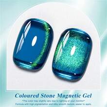 MEET ACROSS 1pc 7ml Jelly Colored Stone Cat Eye Gel Nail Polish, Ultral Shine Gradient Magnetic Semi Permanent Soak Off UV Gel Varnish For Summer Nails, Manicure Nail Art Degign For Home And Salon Nail Supplies - 彩色 - 查看 3