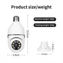 8MP E27 Bulb Surveillance Camera Wifi IP PTZ CCTV Camera 10X Zoom Color Night Vision Human Tracking Security Baby Monitor Cam - Blanco - Ver 6