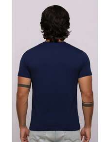 Men's Basic V-Neck T-Shirt, Navy Blue, Cool Knit, Versatile, Comfortable, Perfect, High Quality, On . - Navy Blue - View 4