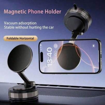 Universal Car Phone Holder With Vacuum Suction Cup, 360° Rotation And Strong Magnetic Absorption, 360° Enhanced Super Adhesive Cup For Car/Travel/Gym/Desk, Adjustable And Rotatable Bracket, Modern Smartphone Holder