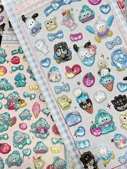 1 Set Cute 3D Pattern Decorative Stickers, Cartoon Anime Cat Stickers, Reusable Waterproof Stickers, DIY Phone Embossed Crystal Stickers, Jewel Stickers, Handicraft Decoration Puzzle Reward Stickers, Suitable For Students And Children, DIY Stickers, New Year/Valentine's Day/Easter Gift (Some Styles May Have Color Differences And Be Randomly Sent)
