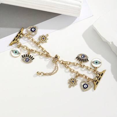 1pc Women's Stainless Steel Beaded Chain Watch Band Strap Fits 38/40/41/42/44/45/49mm For Apple Watch Ultra/SE/8/7/6/5/4/3/2/1