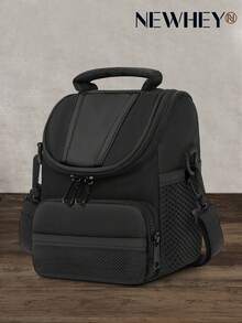 NEWHEY Bolso bandolera pequeño para cámara para hombres, bolso de hombro para fotografía de viaje, bolso de almacenamiento de accesorios de fotografía ligero, adecuado para bolso de cámara de fotografía al aire libre, correa de hombro desmontable, convertible en bolso de mano y de hombro - Negro - Ver 8