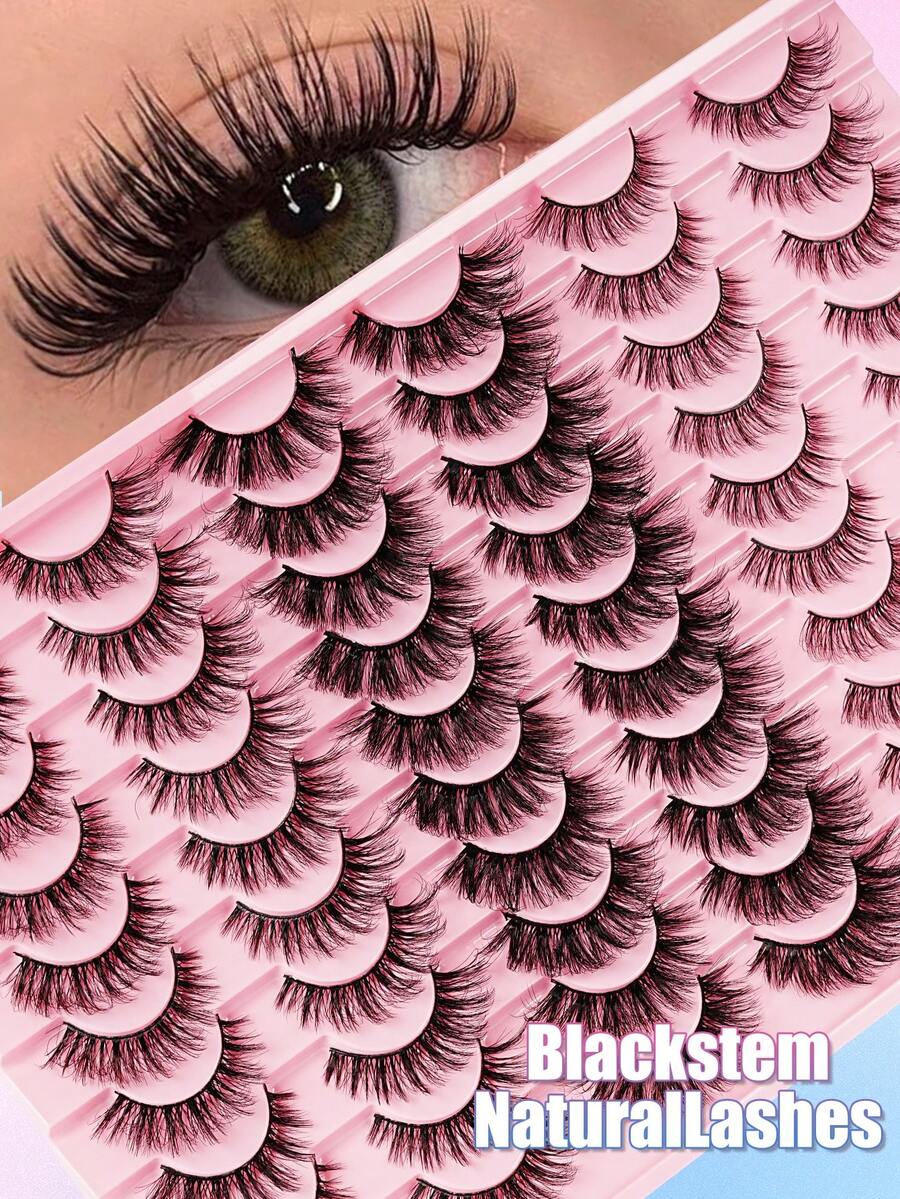 30 زوج من رموش مستعارة طبيعية متنوعة، مصنوعة يدويًا فائقة الطول والسمك والتجعيد، تقليد الحرير المخملي ثلاثي الأبعاد، أدوات مكياج بتقوس D، مبيعات ساخنة للحياة اليومية، هدية عيد الميلاد (وردي 2) - متعدد الألوان - مشاهدة 1