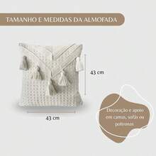 Pompom Cushion Cover 100% Cotton Macramé Raw Natural Boho 45CMX45CM - Màu be - Xem 10