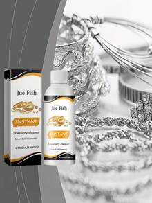 JUE FISH Solução de Limpeza de Joias - Limpa e Mantém Ouro, Prata, Joias, Superfícies de Vidro, Remove Manchas, Ferrugem, Oxidação em Joias de Ouro e Prata, Relógios, Anéis de Diamante - Líquido - Visão 3