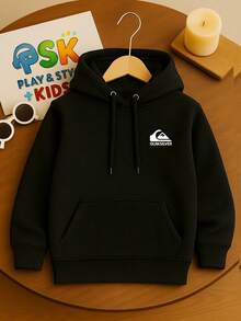 QUICK SILVER Kids' Kangaroo Hoodie With Hood, Cotton, Comfortable, Various Colors And Sizes - Black - View 1