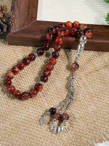 33pcs 10mm Silver Glass Beaded Bracelet, Ramadan Prayer Beads, Fashionable & Versatile, Suitable For Ramadan Prayer & Tasbih - Multicolor - View 7