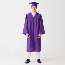 2026 Unisex Matte Graduation Gown And Cap Set With Tassel For Middle High School Bachelor - Purple - View 6