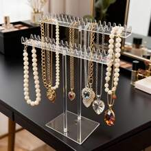 1pc Elegant Black Velvet T-Bar Bracelet Display Stand - Tabletop Jewelry Holder, Mother's Day Gift, Suitable For Retail Display Cases - Clear - View 2