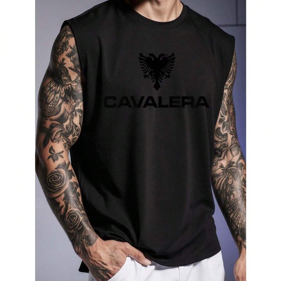 Cavalera Shirt. Tank Top, Muscle Shirt, Streetwear Shirt, Cotton, Sleeveless, Longline - 黑色 - 查看 1