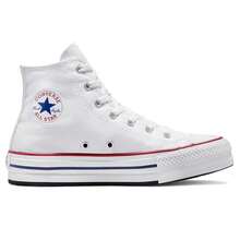Converse Zapatilla Eva Plaform Alta Lona GS Blanco para niña, con plantilla SmartFOAM acolchada y detalles clásicos Chuck Taylor All Star. La entresuela de plataforma de espuma EVA brinda comodidad y estilo elevado. Ideal para un look urbano y juvenil. - Blanco - Ver 4
