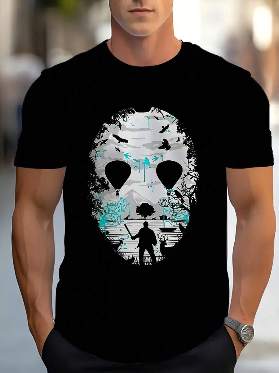 Men T-Shirts - 黑色 - 查看 1
