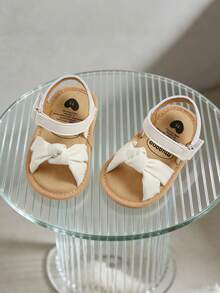 婴儿幼儿女童PU皮软皮露趾夏季凉鞋花朵公主平底鞋婴儿白色、粉色、黑色、棕色凉鞋 - 白色 - 查看 6